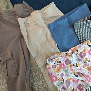 Kids 4T Sweatpant & Stretch Pants Bundle - Tan, Blue, Black, Pink Floral